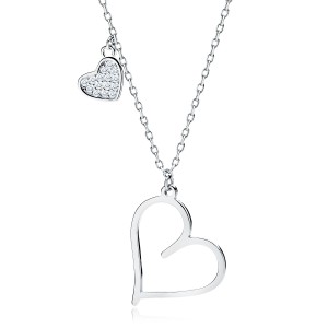Colier argint cu inimioare DiAmanti Z2007NR_W-DIA (Argint 925‰ 2 g.)